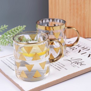 Plating gold silver glass mugs with handle office restaurant suppliers wholesale