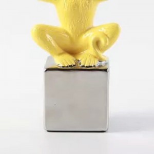 Plating Perak Kuning Monyet Memahat Tempat Lilin Dekorasi Rumah Hewan