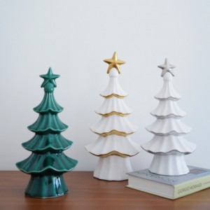 2022 kolekcija malo božićno drvce zeleno zlato srebrni keramički ukrasi poklon veleprodaja