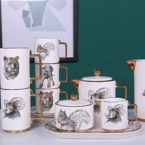 Animals series ceramic drink ware set coffee cup mug milk pot wholesale