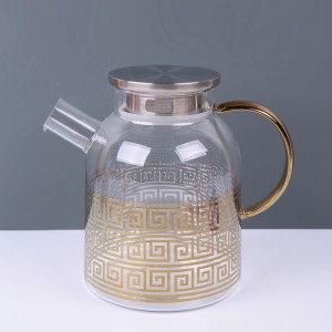 Set da tè in vetreria placcata oro argento con coperchio in legno in acciaio inossidabile all'ingrosso