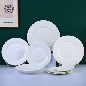Fine dinner Plate bone china white ceramic soup malalim na ulam Restaurant