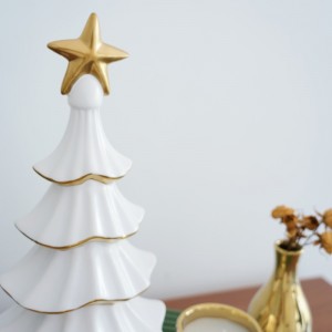 2022 Collection small Christmas Tree green gold silver ceramic ornaments gift wholesale