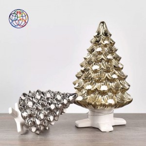 Προμηθευτής χονδρικής για δώρο Χριστουγεννιάτικου Δέντρου με λαμπερό χρυσό ασημί κεραμικό