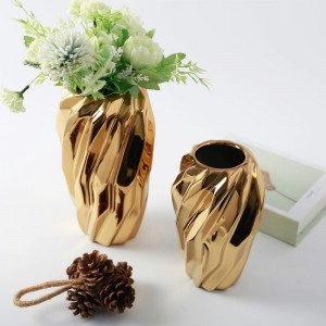 Plating emas perak bentuk pusaran vas bunga dekorasi rumah mewah