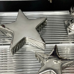 silver ceramic star ornament for Christmas festival gifting wholesale manufacturer
