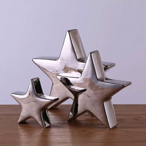 Ornement étoile en céramique argentée pour le festival de Noël, fabricant en gros de cadeaux