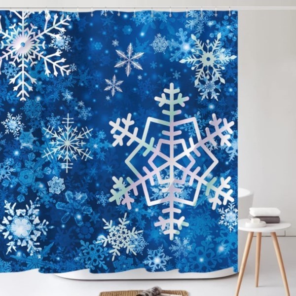 Chinese wholesale Bicycle Cushion Cover -  Christmas Snowflake Shower Curtain Winter Blue Bathroom Decorative Winter Waterproof  Shower Curtain – DAIRUI