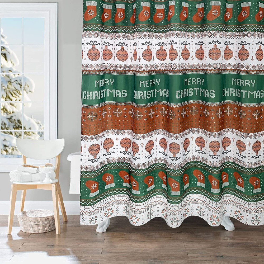 Wholesale Dealers of Sofa Cover Stretch Couch Cover Elastic - Christmas Fabric Shower Curtain, Xmas Snowman Santas with White Snow Shower Curtains with Red Socks Pattern Background Shower Curtains...