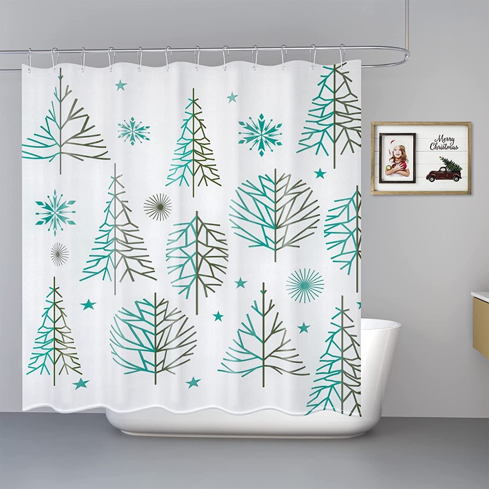 OEM/ODM Manufacturer Bohemian Wall Macrame - Dairui Christmas Fabric Shower Curtain for Bathroom Decor Polyester Stall Curtain with 12 Hooks Machine Washable Bath Curtain – DAIRUI