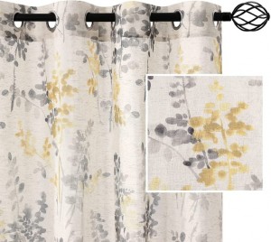 Dairui Textile Free Sample Light Weight Blend Linen Floral Print Grommet Curtains and Drapes