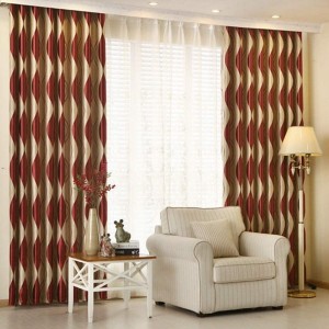 New Arrival Window Curtain Set Modern 100% Polyester Wave Stripe Jacquard Blackout Curtains for Bedroom