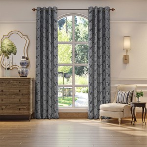 Blackout Curtains – Set of 2, Dark Slate Blue Leaf Pattern, 100% Light Blocking, Thermal Insulation, Sound Filtering – Traditional Design with Grommet Heading