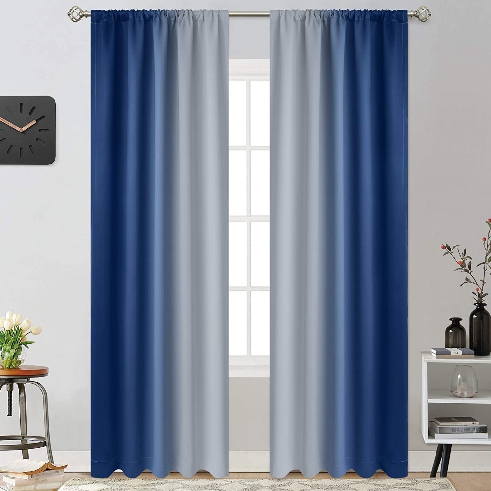 Light Blocking Ombre Curtains Room Darkening Thermal Insulated Gradient Color Curtains Rod Pocket Window Drapes for Living Room