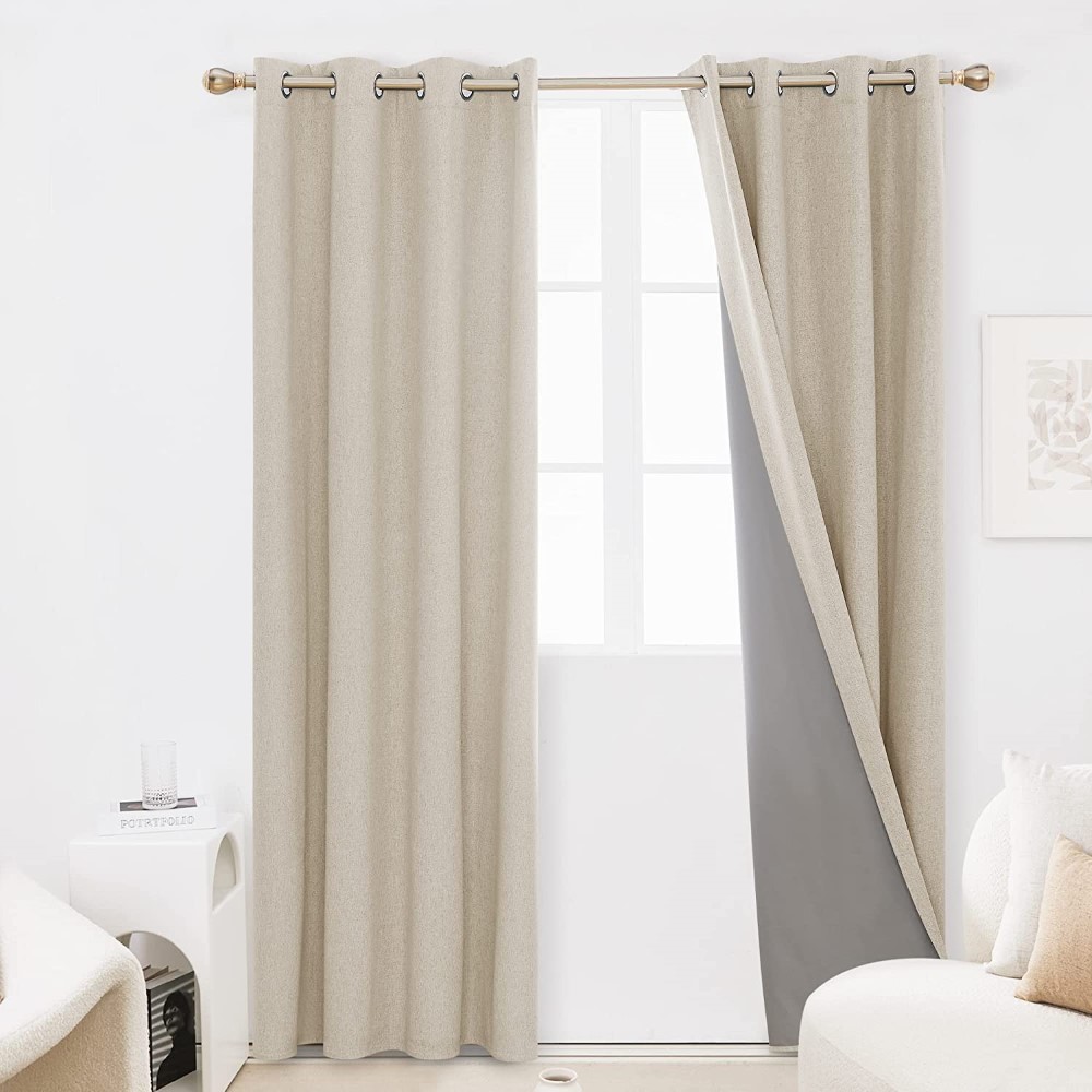 100% Blackout Curtains 84 Inch Length 2 Panels Set, Thermal Insulated Energy Saving Curtains for Living Room, Grommet Sliding Door Curtains Featured Image