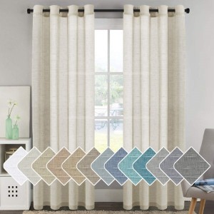 Wholesale Home Decorative Privacy Window Treatment Set Luxury Living Room Bedroom Natural Linen Curtains Drape