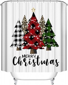Discount wholesale Elastic Sofa Cover Slipcover - Buffalo Check Plaid Merry Christmas Trees Shower Curtain Rustic Farmhouse Leopard Winter Bathroom Decor with Hooks – DAIRUI