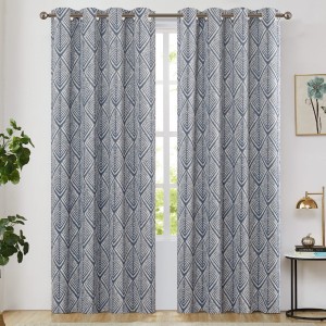18 Years Factory Silk Organza Sheer Curtains - Moderate Blackout Curtains  Bedroom Window Curtains Geometric Patterns Design Grommet Top Room Darkening Thermal Insulated Drapes  – DAIRUI
