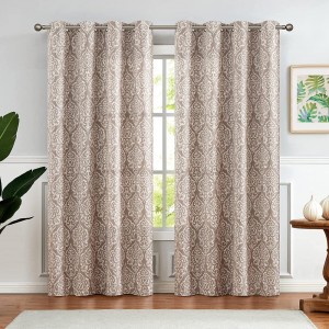 Dairui Textile Room Darkening Thermal Insulated Drapes Moderate Blackout Geometric Patterns Design Grommet Top Curtains