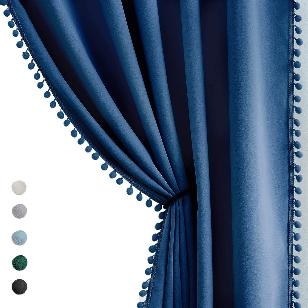 Navy Royal Blue Blackout Curtains Bedroom Windows Drapes Triple Weave Thermal Insulated Curtain Panels for Men Boys Nursery Room