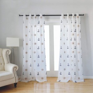 Super Lowest Price Curtain Valance - Dairui Textile Window Treatments Sheer Curtains Draperies with Nautical Anchor for Living Room Ring Top Process – DAIRUI