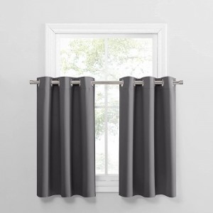 Blackout Curtains Short  Half Window Curtains Tiers Solid Microfiber Valances Panels Thermal Insulated for Basement Window