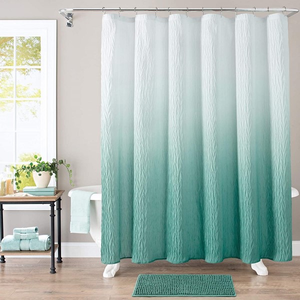 Factory Free sample Pp Plastic Placemat - Wholesale 12 HooksOmbre Shower Curtain Heavy Weight Hem Bathroom Shower Curtain with Rug – DAIRUI