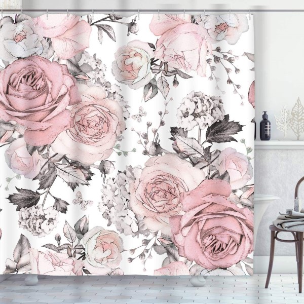 factory customized Cushion Cover 60×60 - China 4 Pcs Shower Curtain Set Pink Flowers Leaves Watercolor Floral Rose Retro Modern with Non-Slip Rugs Toilet Lid Cover and Bath Mat Bathroom Decor...