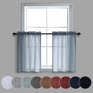 Dairui Textile Short Length Sheer Curtains for Bathroom 30 Inches Wide Sage Green 2 Panels 30 Inch Length Curtain Tiers for Loft Soft Light