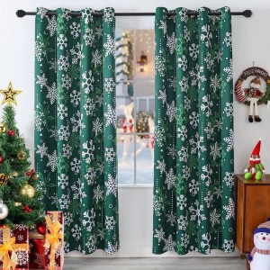 Snowflakes Christmas Curtains for Living Room and Bedroom  Blackout Xmas Curtain  Thermal Insulated Room Darkening Drapes