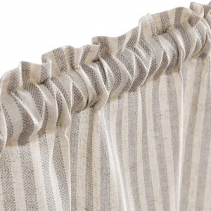 Kitchen Linen Curtains Striped Pattern Grey Tiers Window Treatment Bathroom Farmhouse Country Rustic Rod Pocket Curtains