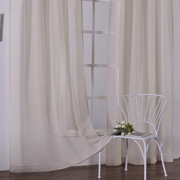 Wholesale China Curtain Supplier Elegant Bedroom Natural Linen Looks Blended Polyester Tulle Sheer Curtains