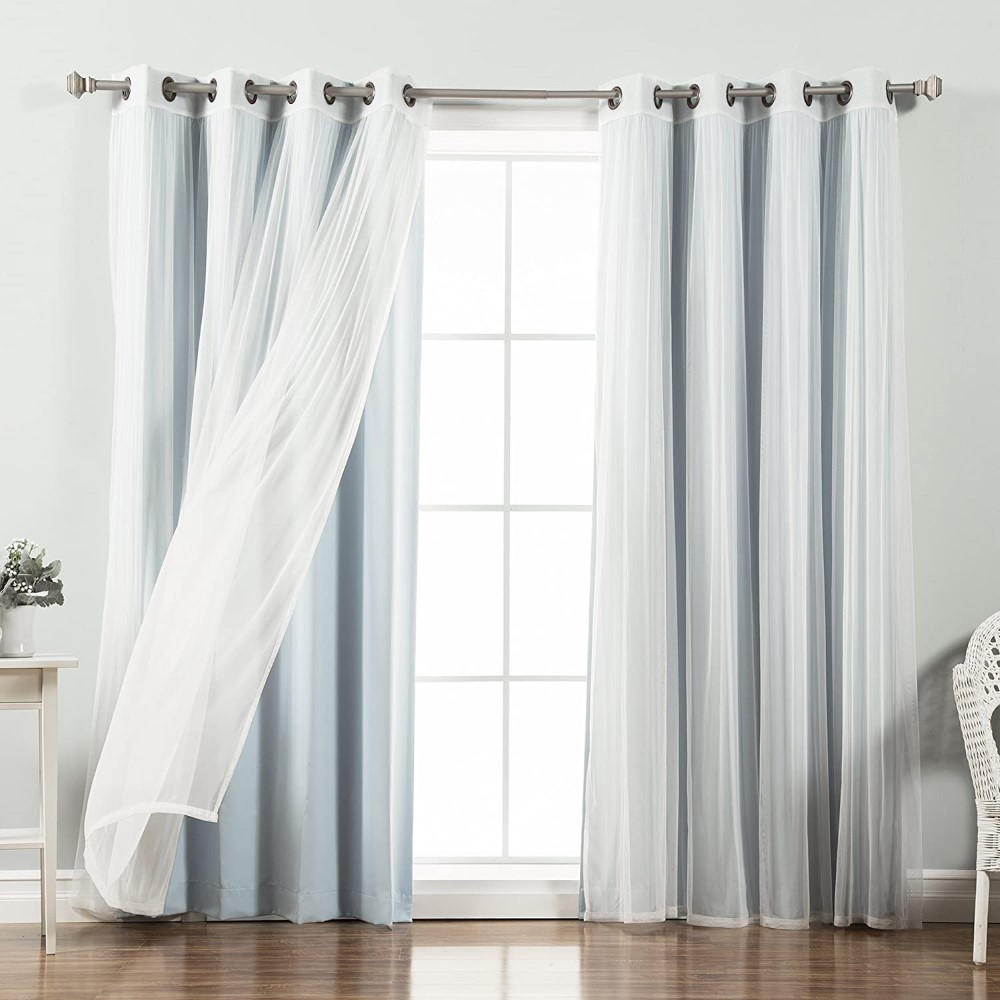 Dairui Textile Exclusive Home Curtains Catarina Layered Solid Blackout and Sheer Window Curtain Panel Pair with Grommet Top