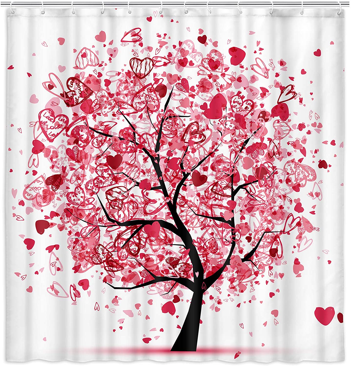 Leading Manufacturer for Digital Printing Cushion Cover - Tree of Life Shower Curtain for Bathroom Valentines Tree with Pink Hearts Doodles Decorated Shower Curtain Fabric Bathroom Curtain –...