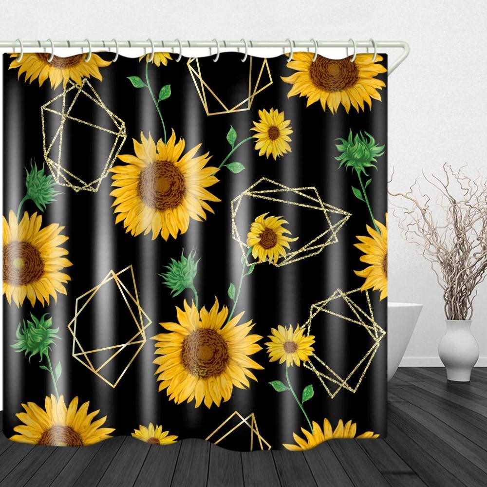 China Cheap price Thermal Blackout Curtains - Waterproof Bathroom Decorative Mildew Resistant Hotel Bath Spring Floral Sunflower Print Heavy Buttom Shower Curtain – DAIRUI