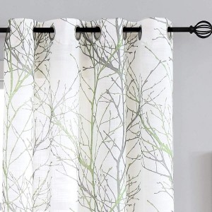 Dairui Tex Factory Direct Transparent Grey Print Tree Curtain Pattern Children Bedroom Sheer Curtain Decor