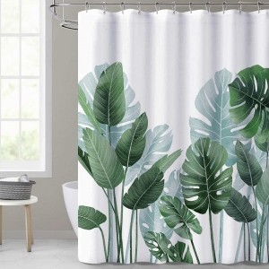 Good Quality Sofa Covers Elastic Stretch Waterproof - Dairui Textile Shower Curtains for Bathroom Tropical Leaves Plant  Odorless Curtain for Bathroom  – DAIRUI