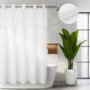 New Fashion Design for Clear Plastic Cushion Cover - Dairui Textile Waffle Weave Shower Curtain with Snap-in Liner Heavy Duty Cotton Blend Hotel Grade Machine Washable – DAIRUI