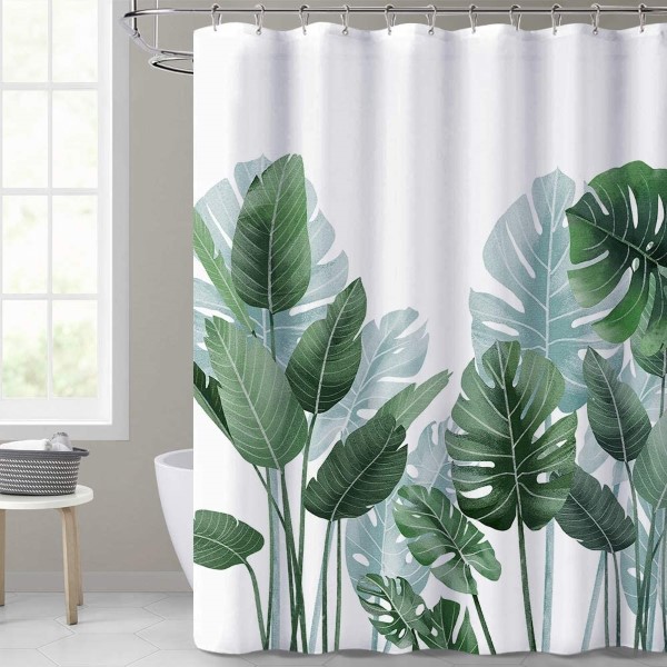 Fixed Competitive Price Fancy Sheer Organza Curtains - Dairui Textile Shower Curtains for Bathroom Tropical Leaves Plant  Odorless Curtain for Bathroom  – DAIRUI