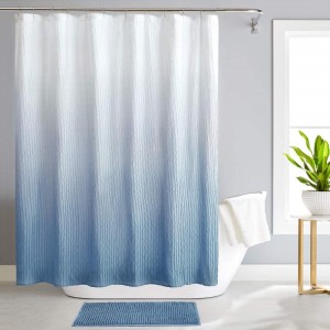China Cheap price Macrame Mobile - Ombre Shower Curtain with Hooks for Bathroom Textured Waterproof Gradient Fabric Bath Shower Curtain  – DAIRUI