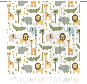 Nursery Safari Animals Curtains Rod Pocket Baby Boy Kids Woodland Jungle Forest Printed Curtains for Living Room Bedroom