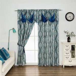 China Factory Supply Custom 100% Polyester Hotel Jacquard Black Out Nancy Jacquard Window Curtain Attached Valance