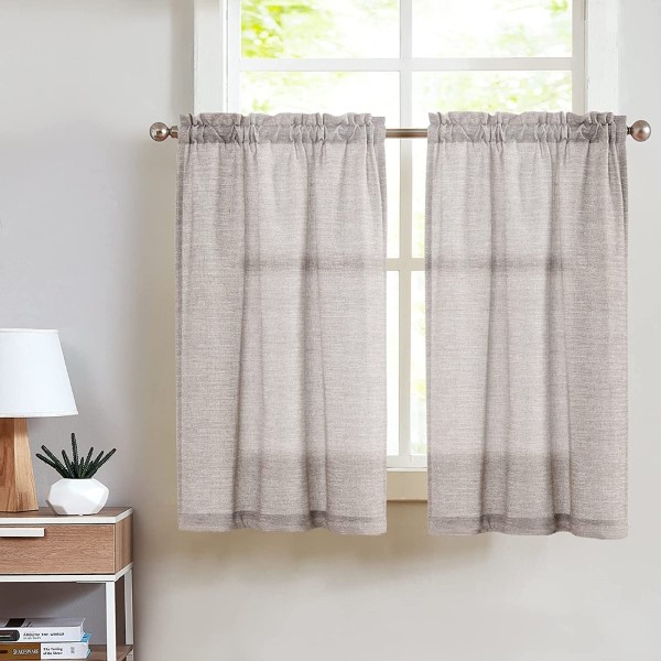 Fixed Competitive Price Fancy Sheer Organza Curtains - High Quality Curtain Pattern Beige Cafe Curtains Linen Textured Tier Curtains Rod Pocket Short Curtains – DAIRUI
