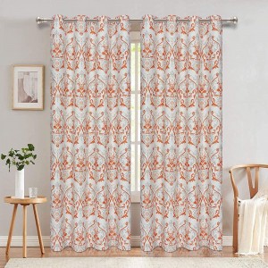 Paisley Printed Linen Curtains Blackout Window Curtains Vintage Linen Curtain Panels Window Grommet Curtains Treatments Room Darkening for Living Room Bedroom