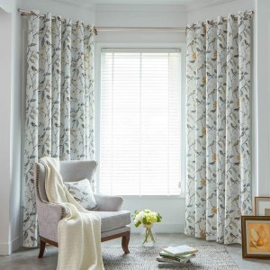 Dairui Textile Birds and Floral Printed Grommet Curtains Retro Style Room Darkening Window Drapes for Living Room Bedroom