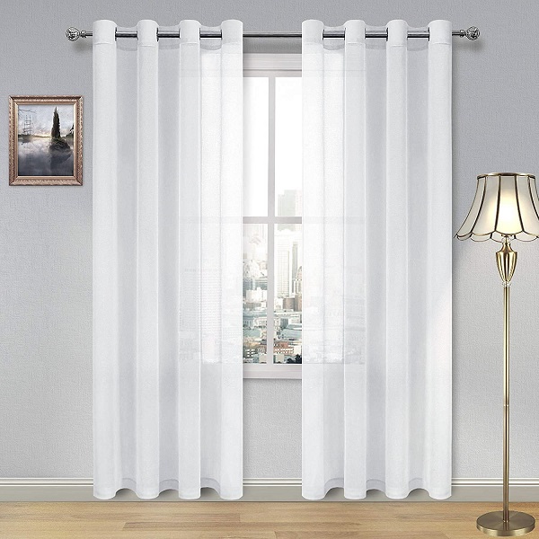 Factory made hot-sale Sheer Embroidery Curtain Fabric - Dairui Textile White Sheer Curtains Semi Transparent Voile Grommet Window Drapes for Living Room Bedroom – DAIRUI
