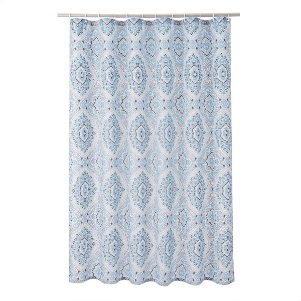 Hot-selling Pvc Table Cloth - Dairui Textile Waterproof Fabric Shower Curtain Blue and Gray Medallion Printed Shower Curtain with Grommets and Hooks – DAIRUI
