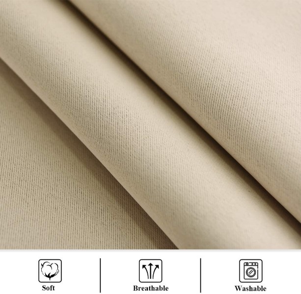 Dairui Textile Beige Outdoor Curtains Waterproof Thick Fabric Light Blocking Blackout Patio Drapes Curtain