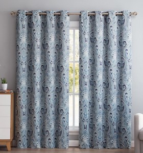 Decorative Print Damask Pattern Thermal Insulated Blackout Energy Savings Room Darkening Soundproof Grommet Window Curtain Panels for Bedroom