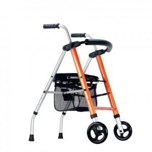 Stand-up rollator walker with tray